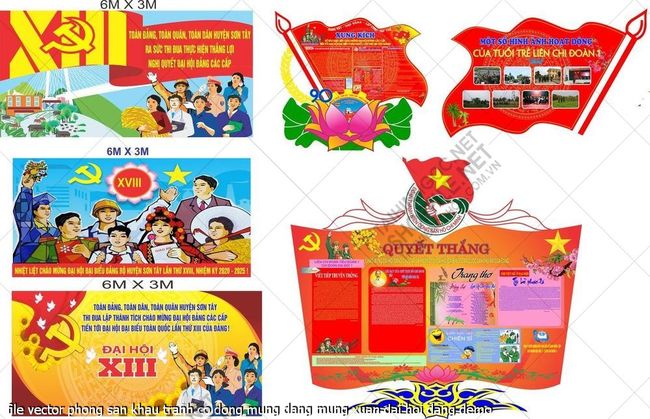 file vector phong san khau tranh co dong mung dang mung xuan dai hoi dang